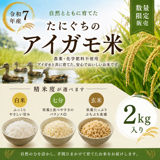 令和7年産　たにぐちのアイガモ米2kg（白米・玄米・七分)