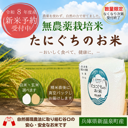 【新米予約】たにぐちのお米（農薬不使用栽培米）５㎏（白米・玄米）